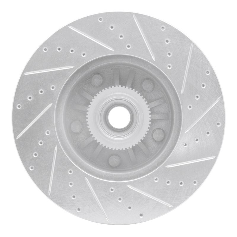 Ford E-150 Brake Rotor (1) - Front Left - R1 Concepts - Drilled & Slotted - Silver - `04-`06